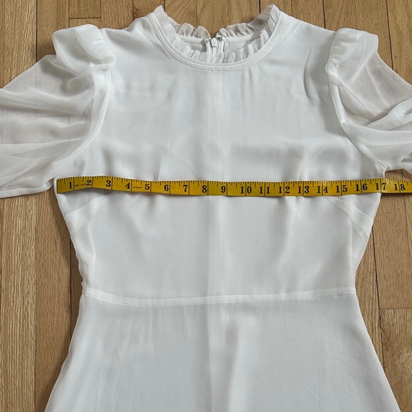 Aritzia Wilfred Swept white puff-sleeve chiffon mini dress size 6 - Picture 9 of 13